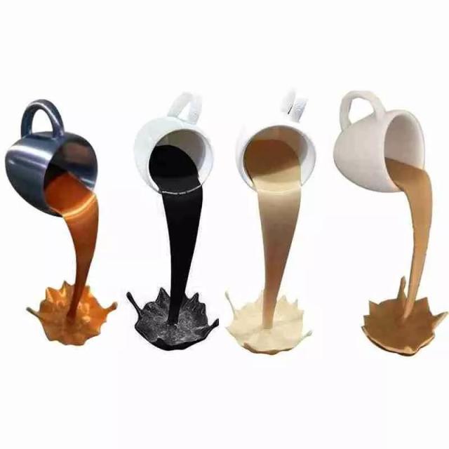 Spilling Coffee Floating Cup Resin Statue